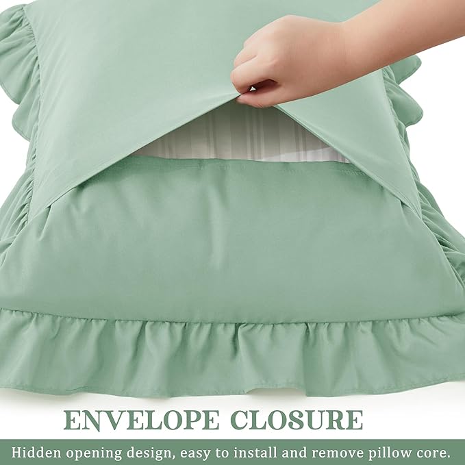 KKJIAF Ruffle Pillow Cases Queen Size Set of 2, Ruffled Pillow Covers - Image 5
