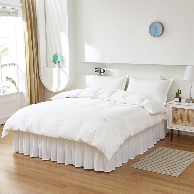 MEILA Wrap Around Bed Skirt Three Fabric Sides Elastic Dust Ruffled 24 Inch - Image 2