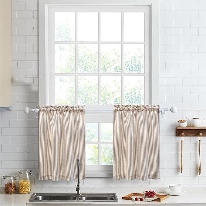 July Joy Cotton Tier Curtains 24 Inches Long Country Kitchen Curtains Rod Pocket by JulyJoyColorfulHomeCurtains
