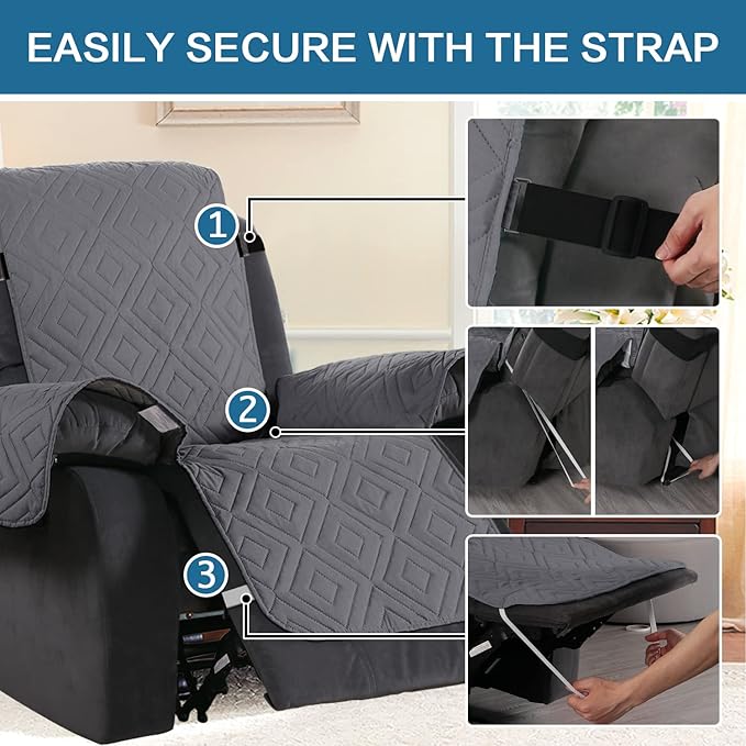 H.VERSAILTEX Reversible Quilted Recliner Covers Water Resistant Furniture - Image 5