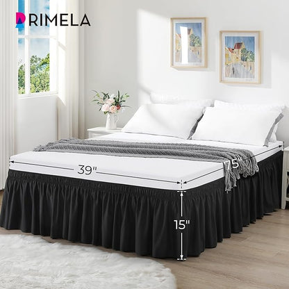 RIMELA Bed Skirting Queen Size Black Bed Skirt 25 Inch Drop, Wrap Around - Image 7