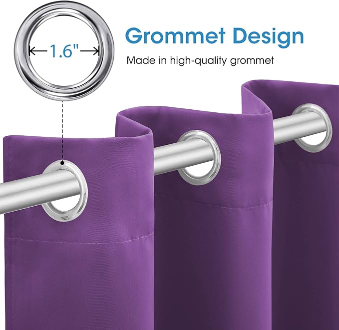 HOMEIDEAS Purple Blackout Curtains 52 X 96 Inch Set of 2 Panels Room Darkening - Image 4