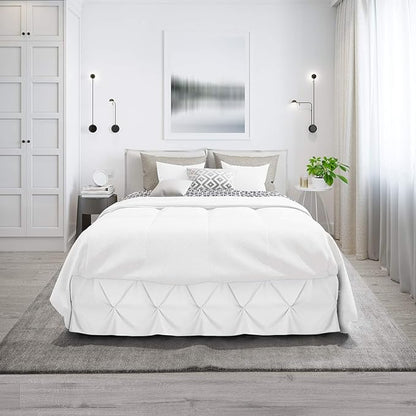 Nestl White Bed Skirt Queen Size, Pinch Pleat Queen Bed Skirt, Hotel Quality - Image 9
