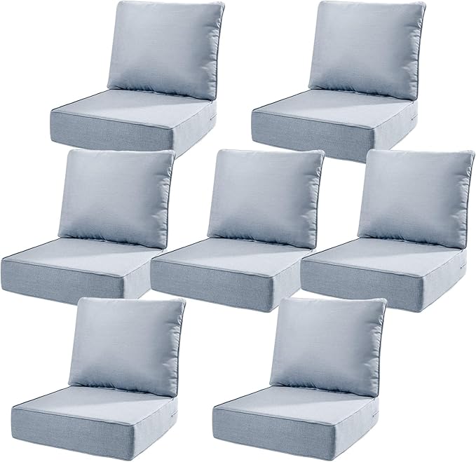 6" Thick Outdoor Cushions 22x24x6, 7-Set Deep Seat Patio Cushions by Pugire