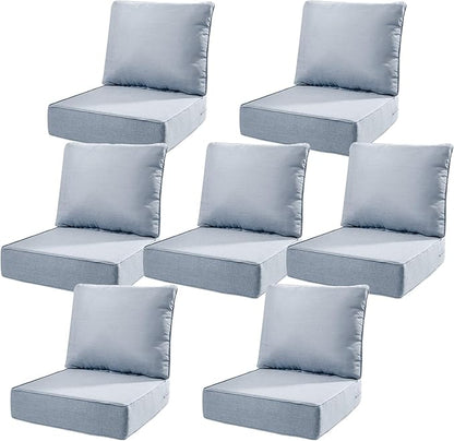6" Thick Outdoor Cushions 22x24x6, 7-Set Deep Seat Patio Cushions by Pugire