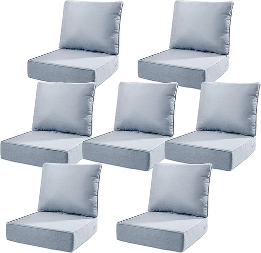6" Thick Outdoor Cushions 22x24x6, 7-Set Deep Seat Patio Cushions by Pugire