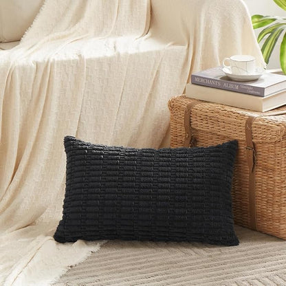 Fancy Homi 4 Packs Boho Black Decorative Throw Pillow Covers 16x24 Inch - Image 2