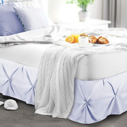 Nestl Ice Blue Bed Skirt Queen Size, Pinch Pleat Queen Bed Skirt, Hotel Quality - Image 8