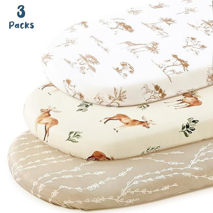 GRSSDER Stretchy Ultra Soft Fitted Bassinet Sheets 3 Pack, Universal Fit - Image 2