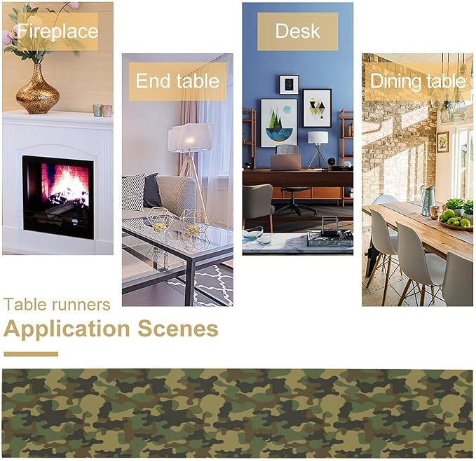 Camo Table Runner, Military Camouflage Coast Guard Force Soldier Hunting Themed - Image 5