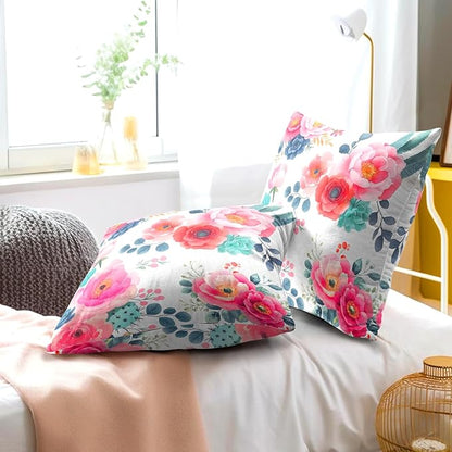 Watercolor Peony Throw Pillow Covers 18x18 Inch Set of 2 Pink Floral Girly - Image 6