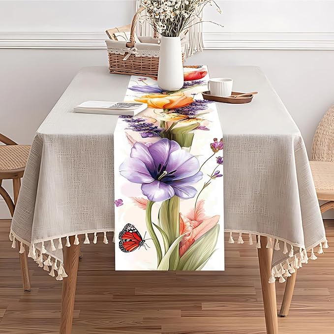 Floral Table Runner – 13x72 Inch Spring Summer Table Decor - Image 6