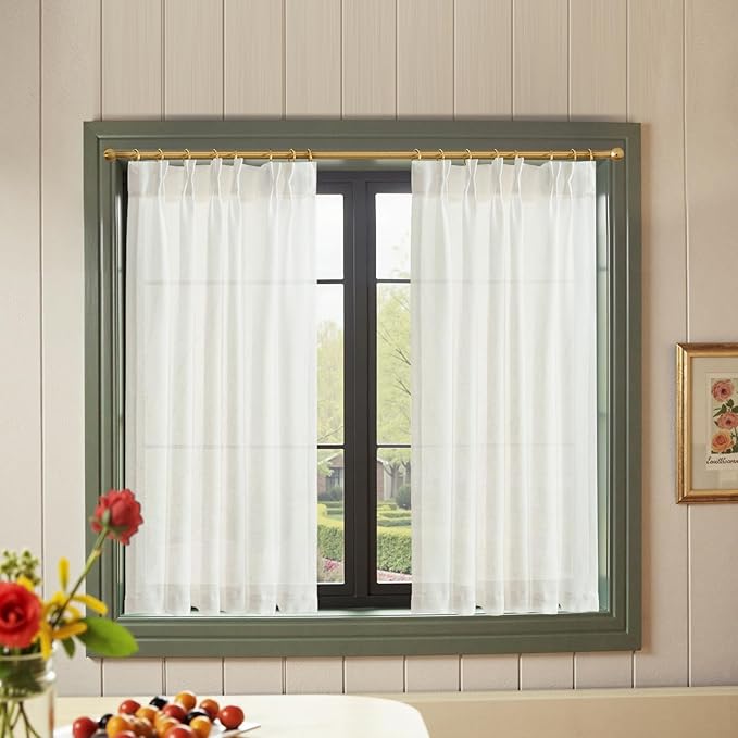 jinchan Pinch Pleated Linen Blend Curtains 45 Inch 2 Panels Light Filtering by JINCHAN