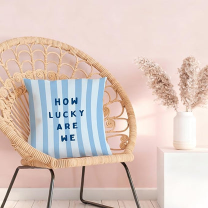 How Lucky are We Striped Pillow Covers 18x18, Motivational Quote Decor - Image 5