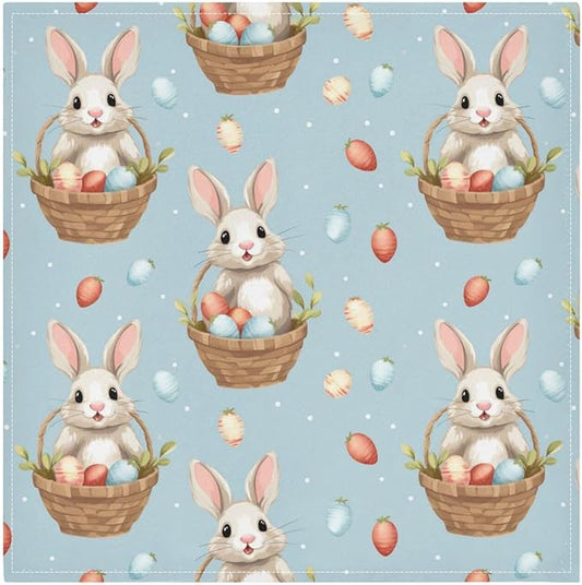 ALAZA Easter Rabbit Bunny Cloth Napkins Set of 6, 20x20 Inch Washable and by ALAZA