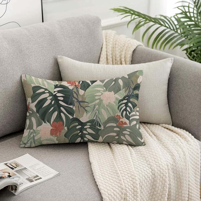 TKS MITLAN Hibiscus Flowers Pillow Covers 12 x 20 Inch Tropical Plants - Image 7