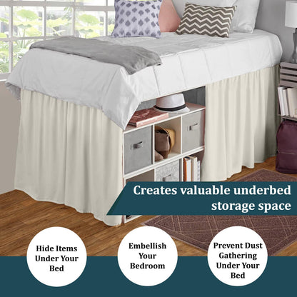 sky beddings dorm bed skirt, twin xl showing dimensions