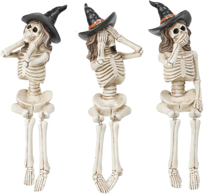 Newman House Studio Halloween-Décorations No-Evil-Skeleton-Figurines