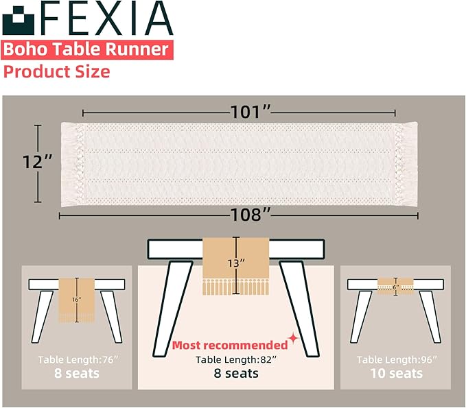FEXIA Boho Macrame Table Runner - Image 2