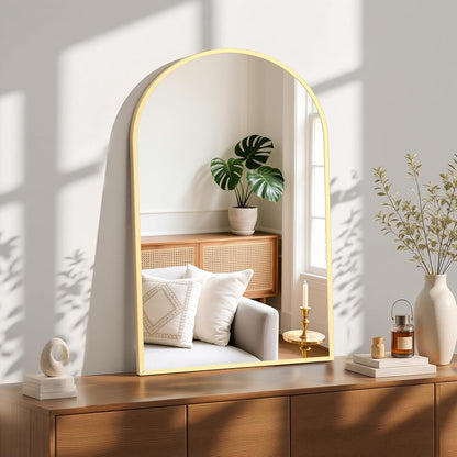 sweetcrispy 24"x 36" arched gold bathroom mirrors for showing dimensions