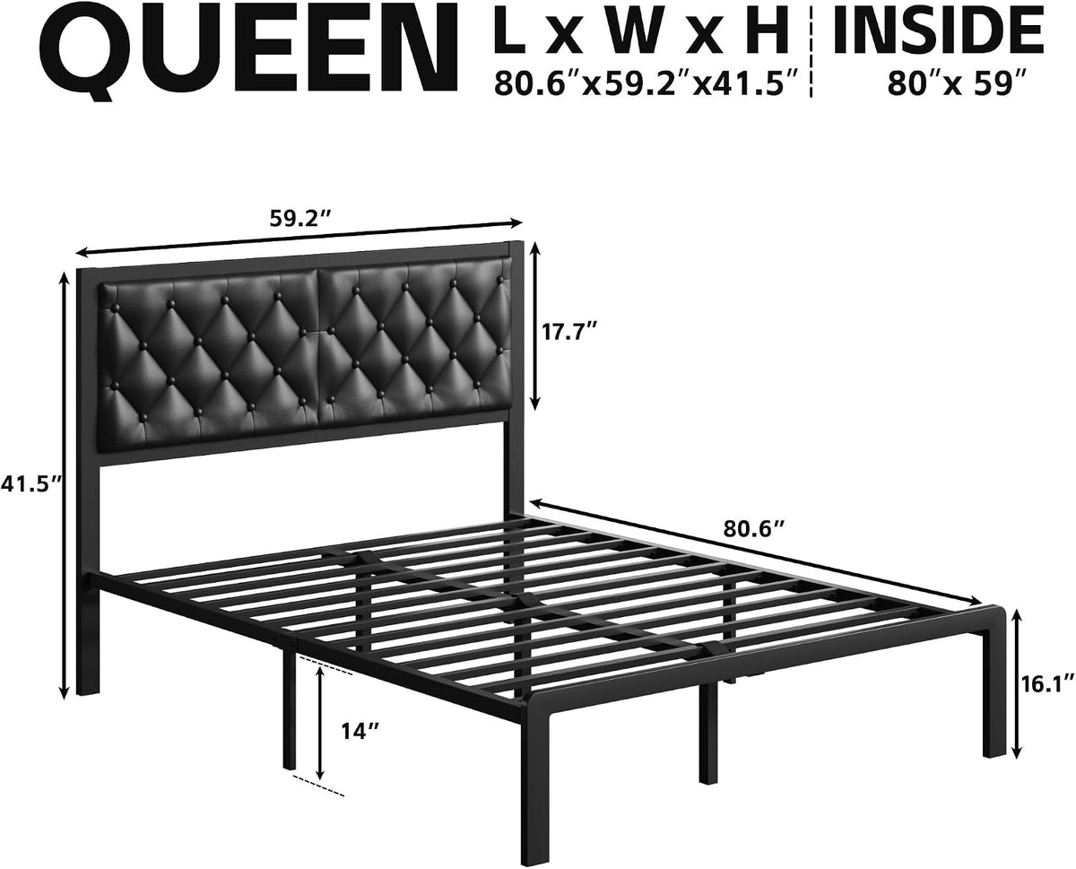 fluest queen bed frame with headboard pu leather shown in use