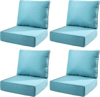 6" Thick Outdoor Cushions 22x24x6, 4-Set Deep Seat Patio Cushions by Pugire