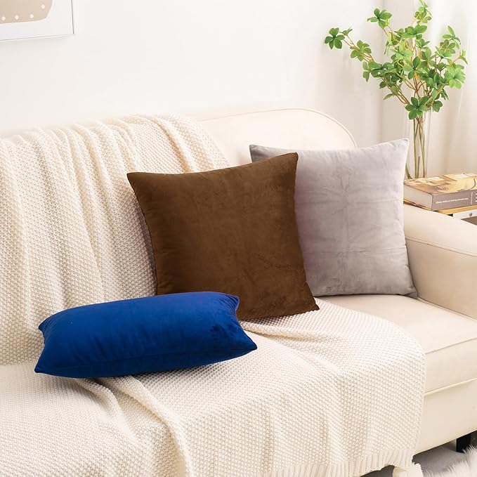 HWY 50 Coffee Velvet Throw Pillow Covers 22x22 Inch - Image 5