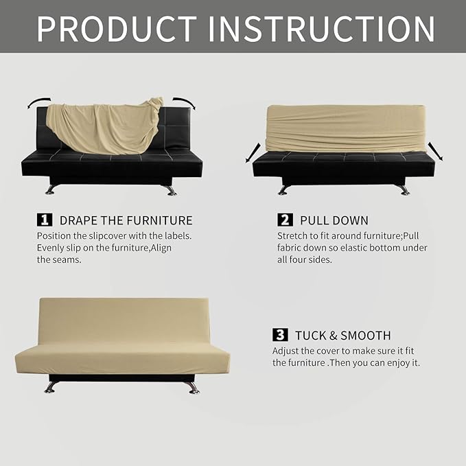 Easy-Going Stretch Futon Slipcover Armless Futon Bed Cover Furniture Protector - Image 6