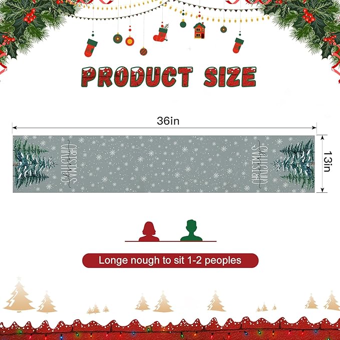 OTOSTAR Christmas Tree Snowflakes Merry Christmas Table Runner, Xmas Seasonal - Image 5