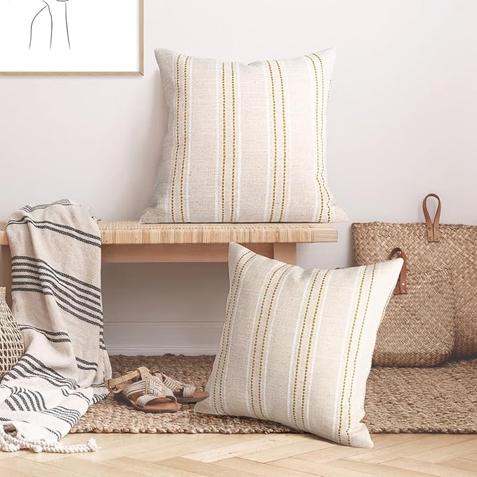 AELS 24x24 Decorative Farmhouse Linen Throw Pillow Covers, Boho Textured Pillow - Image 5