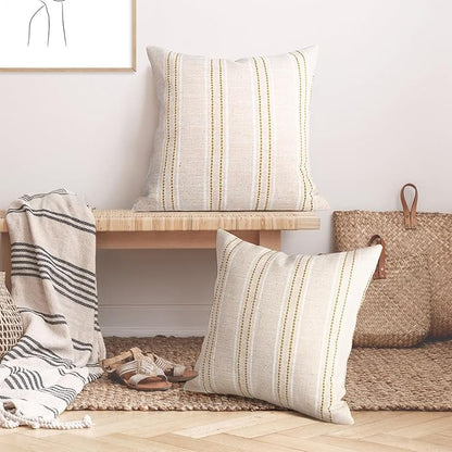 AELS 24x24 Decorative Farmhouse Linen Throw Pillow Covers, Boho Textured Pillow - Image 5