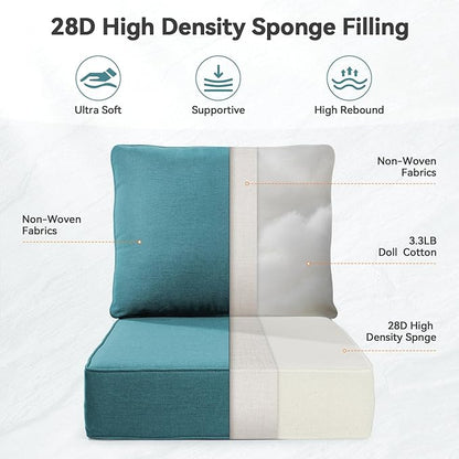 6" Thick Outdoor Cushions 22x24x6, 10-Set Deep Seat Patio Cushions - Image 2