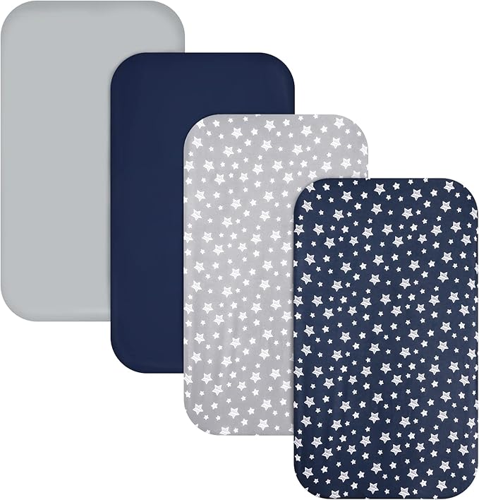 Pack and Play Sheets Boys, 4 Pack Mini Crib Sheets, Stretchy Pack and Play - Image 2