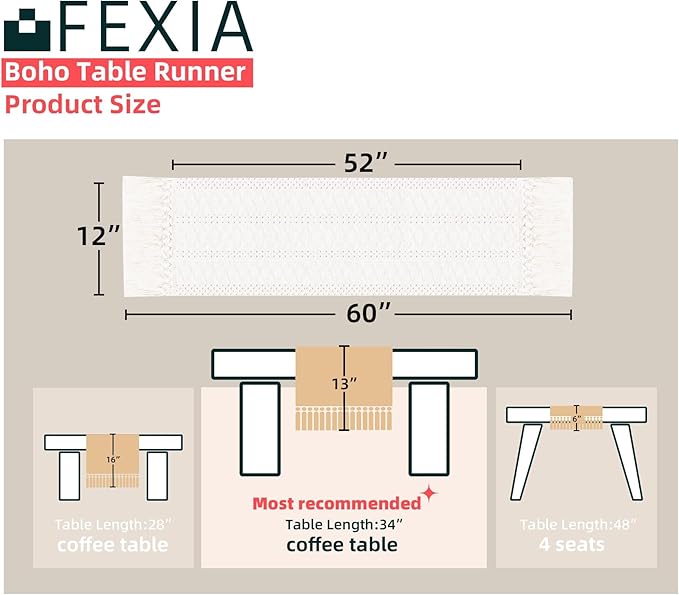 FEXIA Boho Macrame Table Runner - Image 2