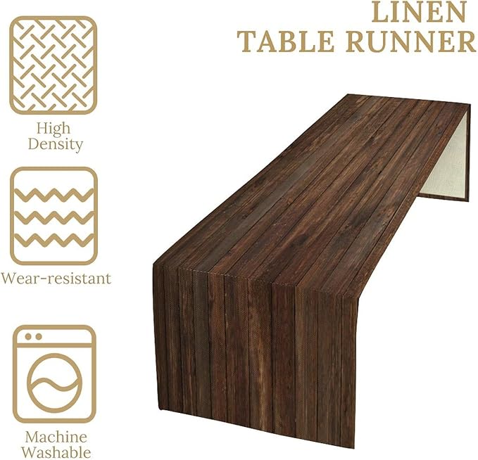 Wood Board Table Runner Farmhouse Rustic Wood Brown Barn Hardwood Kitchen - Image 7