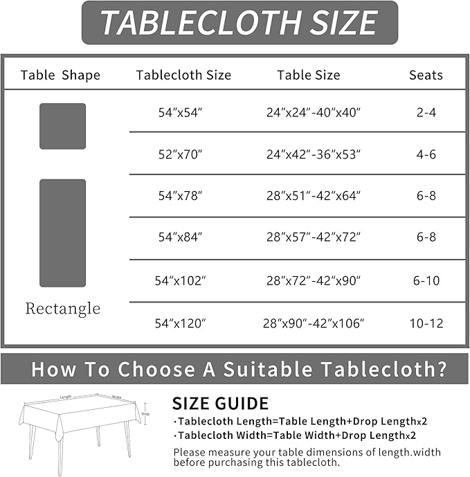Rectangle Table Cloth, 100% Waterproof Tablecloth Oil Proof Spill Proof Vinyl - Image 4