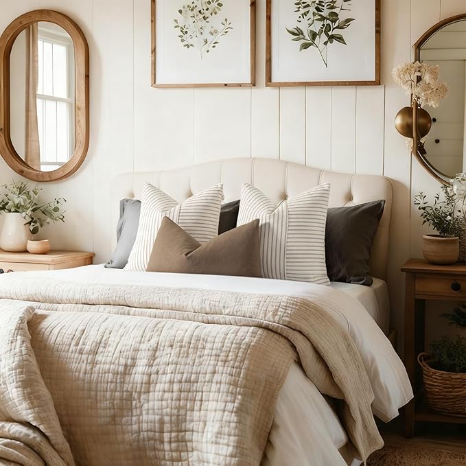 YCOLL Farmhouse Pillow Covers 22x22, Modern Accent Square Throw Pillow Covers - Image 5