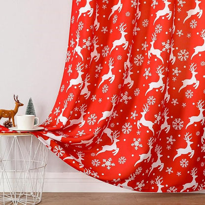 Snowflake & Deer Valance for Windows 1 Panel Set Rod Pocket Kitchen Valances - Image 3