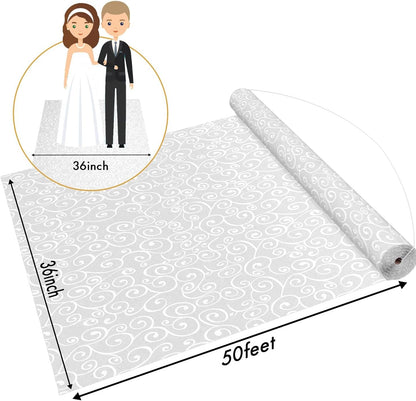 Thickened Aisle Runner for Wedding CeremonyFeet White Aisle Runner Walkway for Indoor Outdoor Wedding Church Decorations ，Halloween Parties can Also use a Carpet，50g(Vine, 3x50Feet)