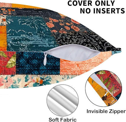 Floral Patchwork Style Pillow Covers 18x18 Set of 2 | Farmhouse Style - Image 7