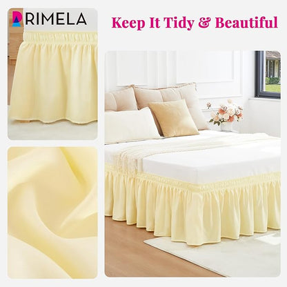 RIMELA Bed Skirt King Size 15 Inch Drop, Wrap Around Elastic Bedskirt Solid - Image 6