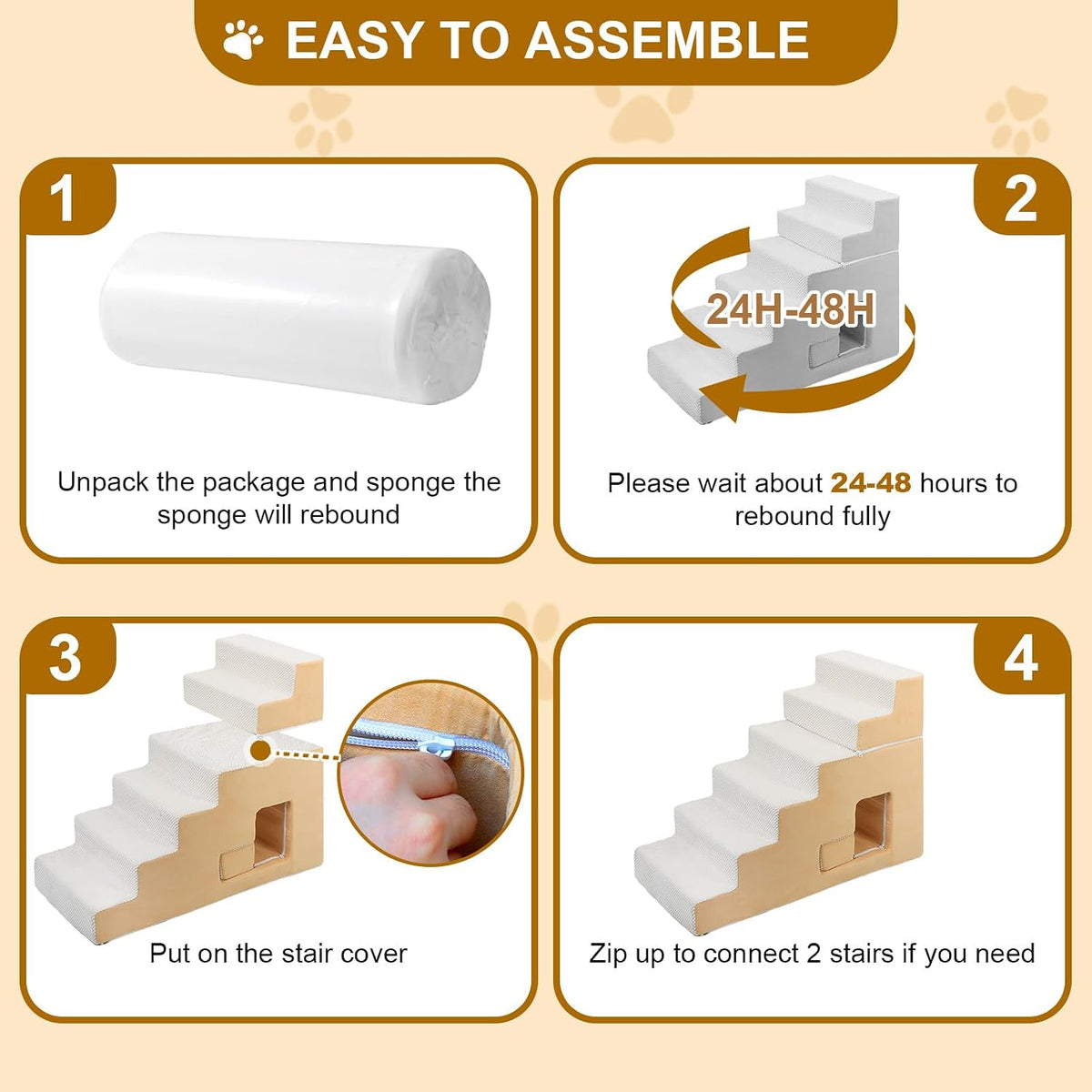 dog stairs for small dogs 27”h, 6-step dog on a desk or shelf