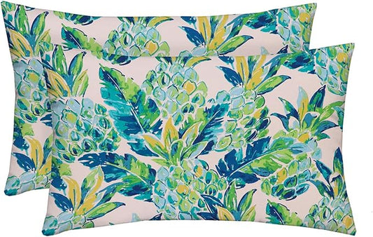 RSH DECOR: Lumbar Throw Pillows Set of 2 | 20” x 12" | All-Weather Spun Fabric by RSHDECOR