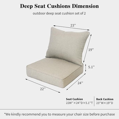 Outdoor 22x24 Inch Deep Seat Patio Cushion Set Outdoor Chair Cushions - Image 3