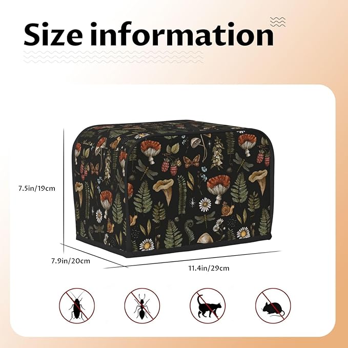 Vintage Witch Leaves Plant Mushroom 2 Slice Toaster Cover, Waterproof Toaster - Image 6