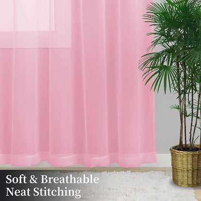 Sheer Curtains 63 Inches Long 2 Panels, Rod Pocket Short Curtain - Image 8