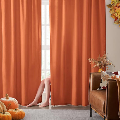 HOMEIDEAS Fall Burnt Orange Privacy Semi Sheer Curtains Non-See-Through 72 by HOMEIDEAS