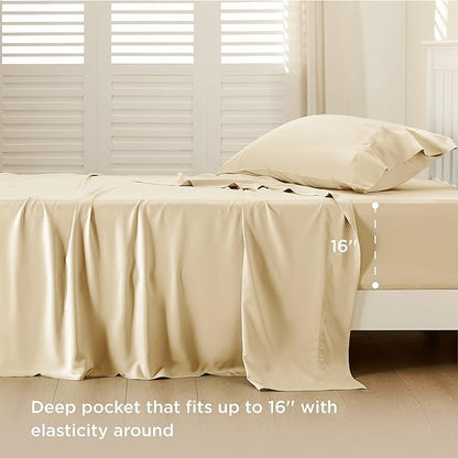 Bedsure Cooling Sheets Twin, Rayon Derived from Bamboo, Breathable & Soft Twin - Image 3