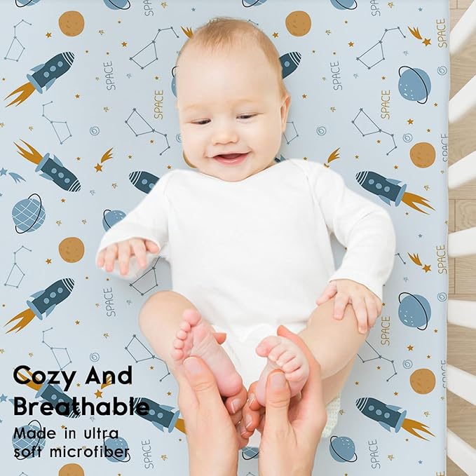 Yoofoss Baby Crib Sheets for Boys Girls, Fitted Crib Sheet 2 Pack for Standard - Image 4