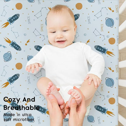 Yoofoss Baby Crib Sheets for Boys Girls, Fitted Crib Sheet 2 Pack for Standard - Image 4